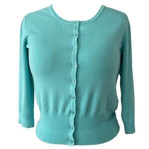 PREMISE mint green teal 3/4 sleeve cardigan Sz: L